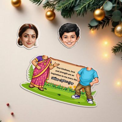 Personalized Mom & Child Theme Bobblehead Caricature with Battery Powered Moving Head Feature from Son   Memorable Gift for Mom